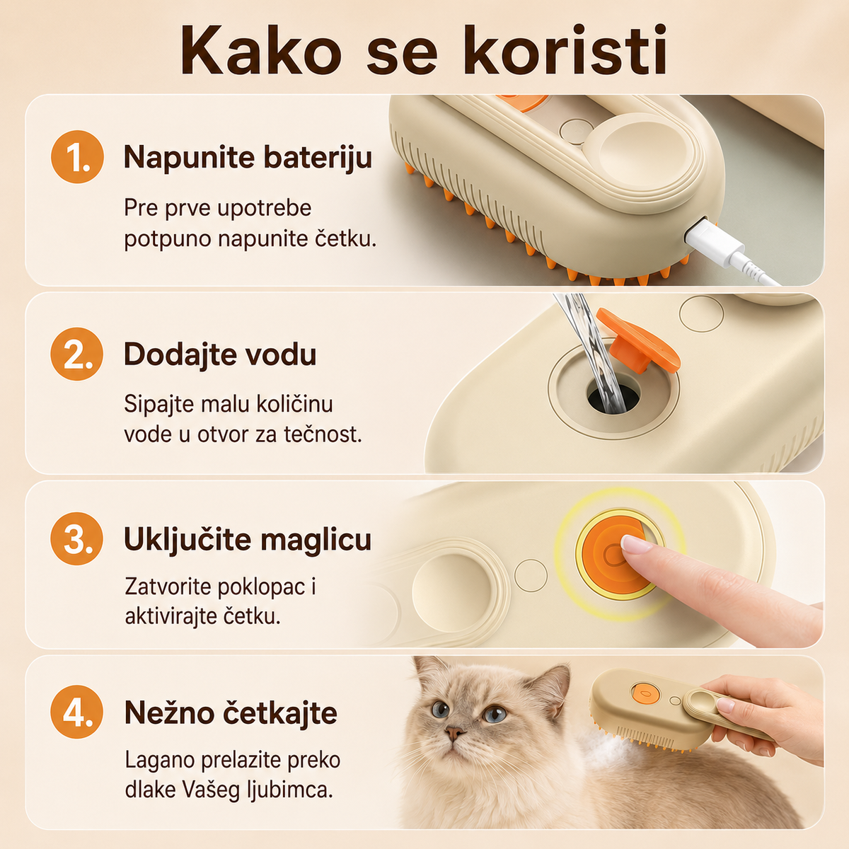 Elvora 4u1 Četka za Ljubimce sa Parom